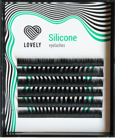 Черные ресницы Lovely Silicone, 6 линий, микс 5-7 B 0.10 0