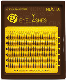 Черные ресницы Neicha Y-типа, 6 линий, микс (10-12-14) C 0.10 0