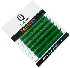 Цветные ресницы OkoLashes Fantasy изумруд, микс 7-12 L 0.07 0