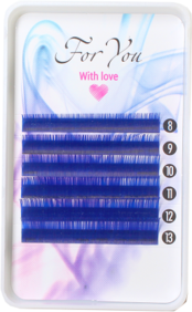 Цветные ресницы FOR YOU WITH LOVE, микс 8-13 C 0.07 blue 0