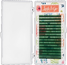 Зеленые ресницы Lash&Go, микс, 16 линий C 0.10 7-14 0