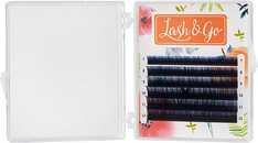 Цветные ресницы омбре Lash&Go, миксы, 6 линий D 0.10 черно-фиолетовые 0
