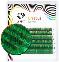 Двухцветные ресницы Lovely (зелено-коричневое омбре), 6 линий, микс 0