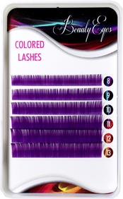 Фиолетовые (Purple) ресницы Beauty Eyes, миксы длин, 6 лент 0