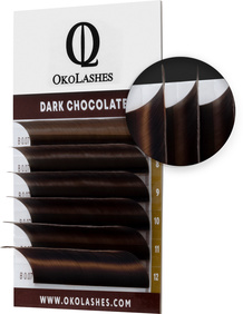 Коричневые ресницы OkoLashes Professional Dark Chocolate, мини микс D 0.07 7-12 0