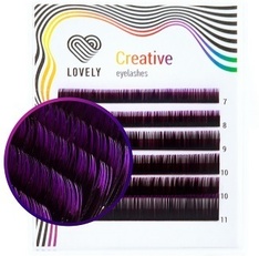 Ресницы двухтоновые фиолетовые Lovely, 6 линий, микс C 0.10 7-11 0