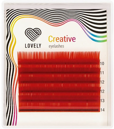 Ресницы красные (red) Lovely, 6 линий, микс C+ 0.10 7-11 0