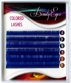 Синие (сапфир) ресницы, Beauty eyes, миксы длин, 6 лент CC 0.07(8-13) 0